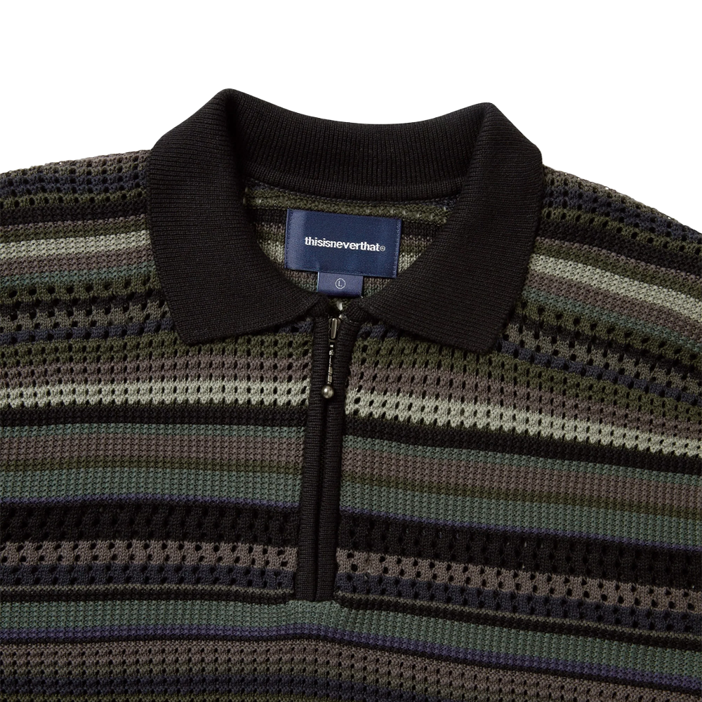 This Is Never That Striped S/S KnIt Polo - Black