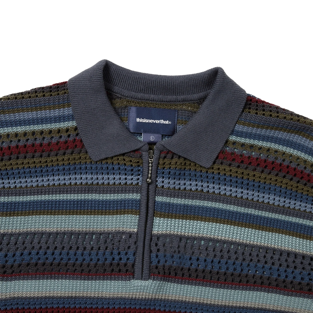 This Is Never That Striped S/S KnIt Polo - Dark Navy