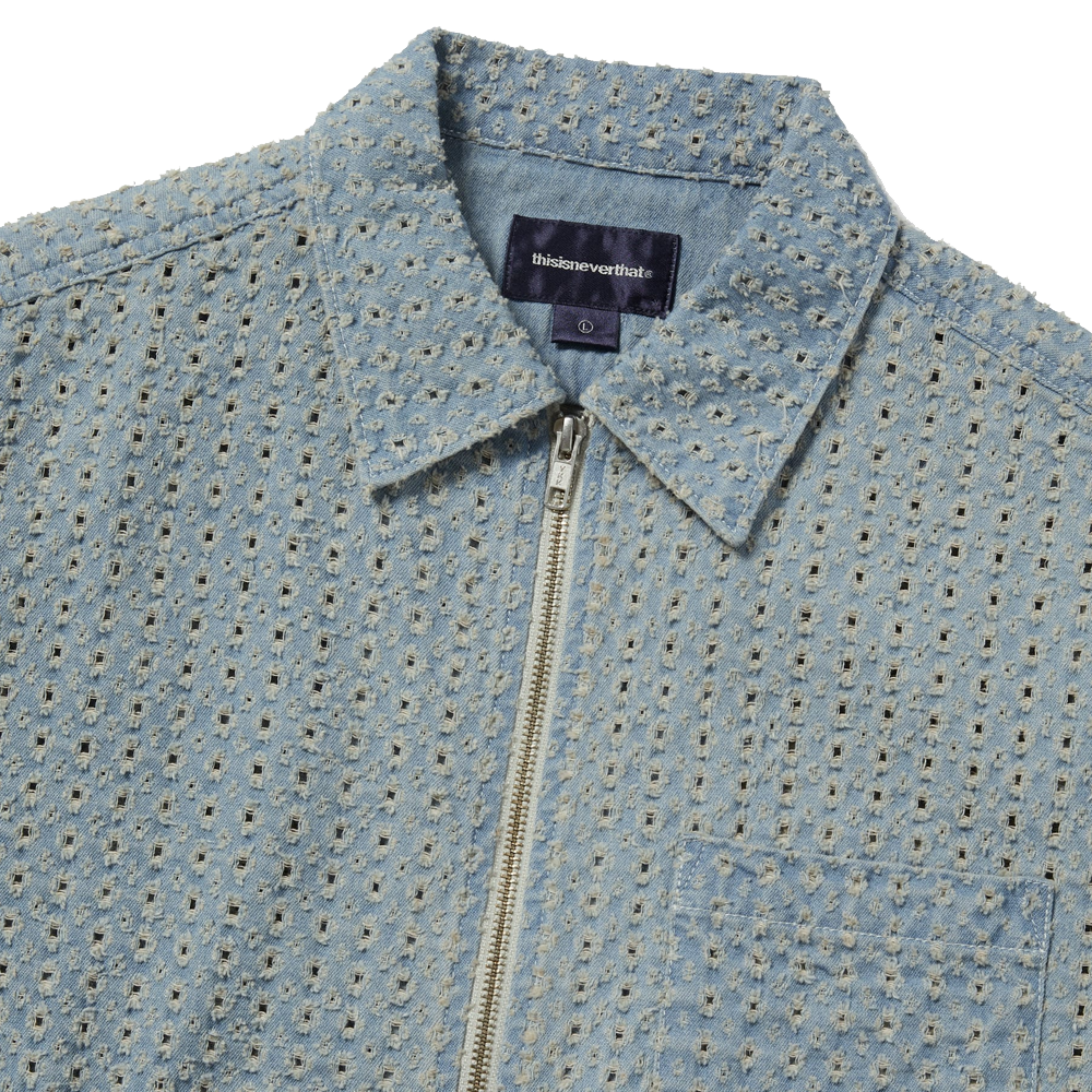 This is never that Damaged Denim S/S Shirt - Washed Blue