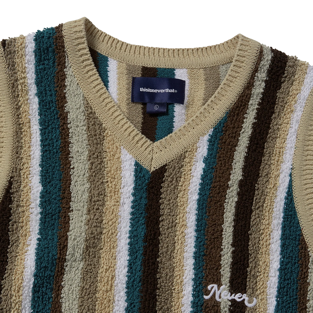 ThisIsNeverThat Striped Knit Vest - Beige