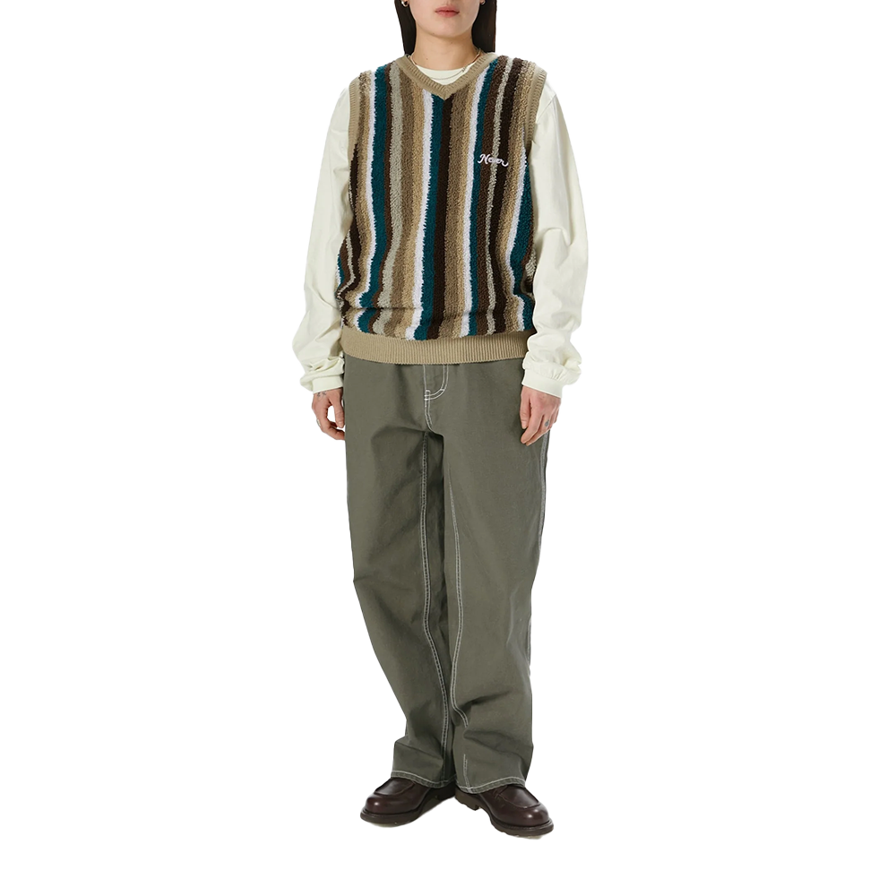 This Is Never That Striped Knit Vest - Beige
