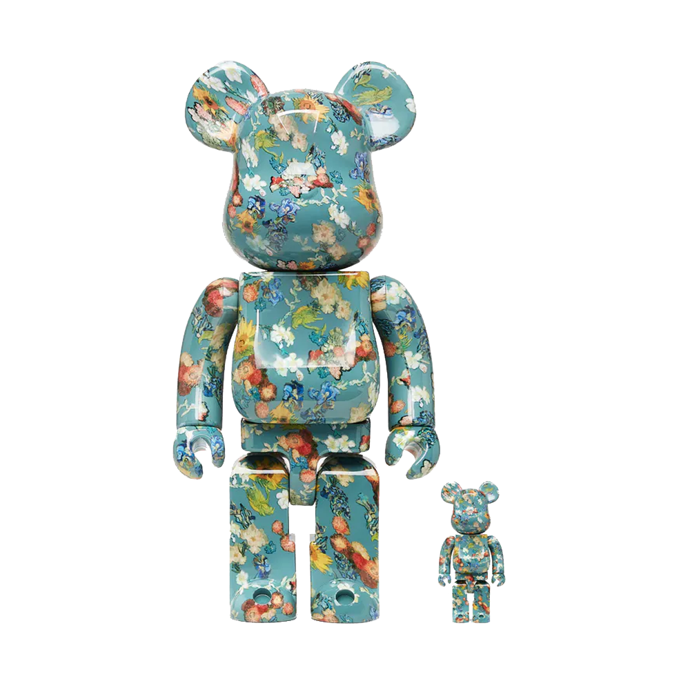 Bearbrick 400%+100% Van Gogh flowers blue