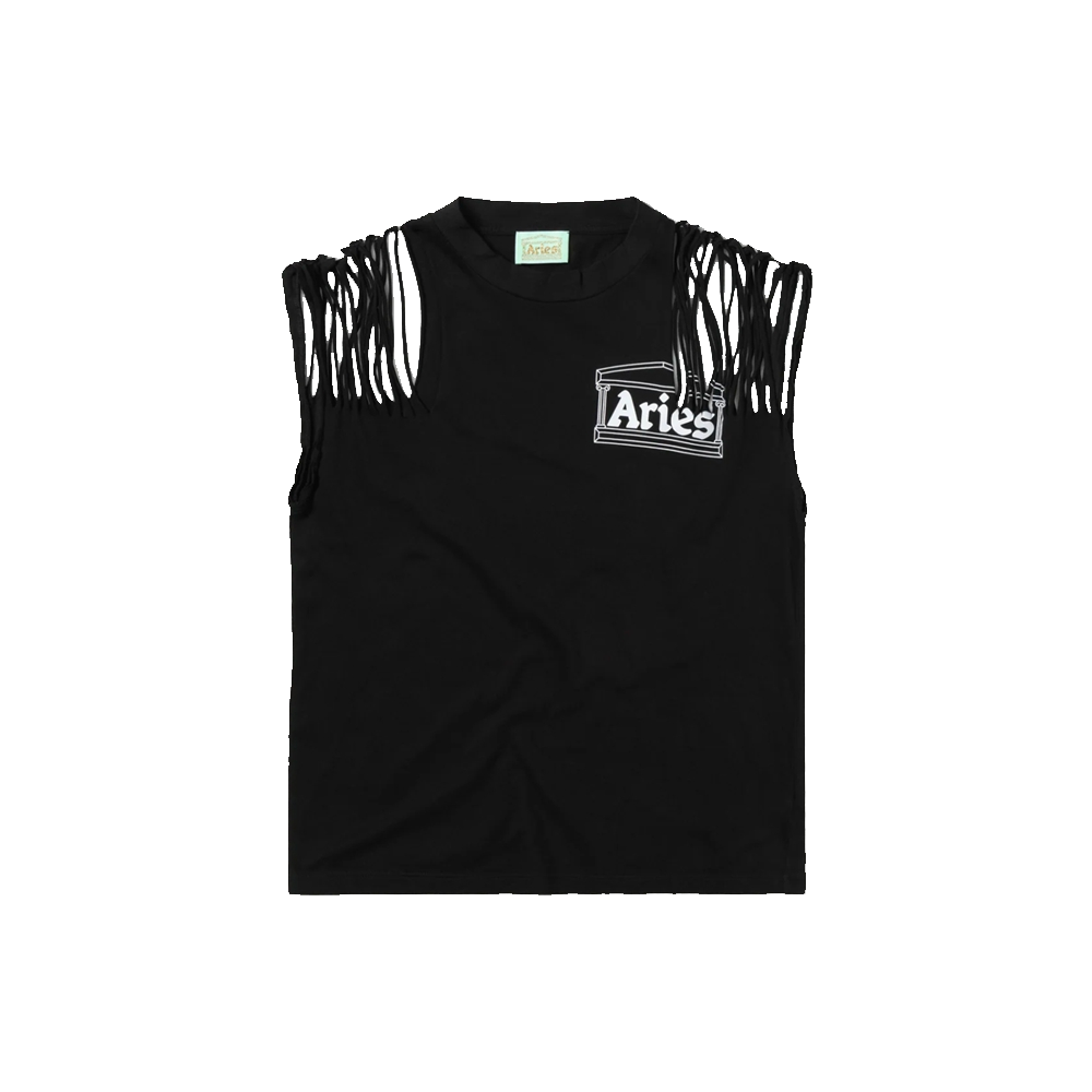 Aries Slashed shoulder temple vest - Black